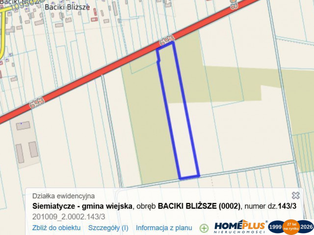 Działka Sprzedaż Baciki Bliższe